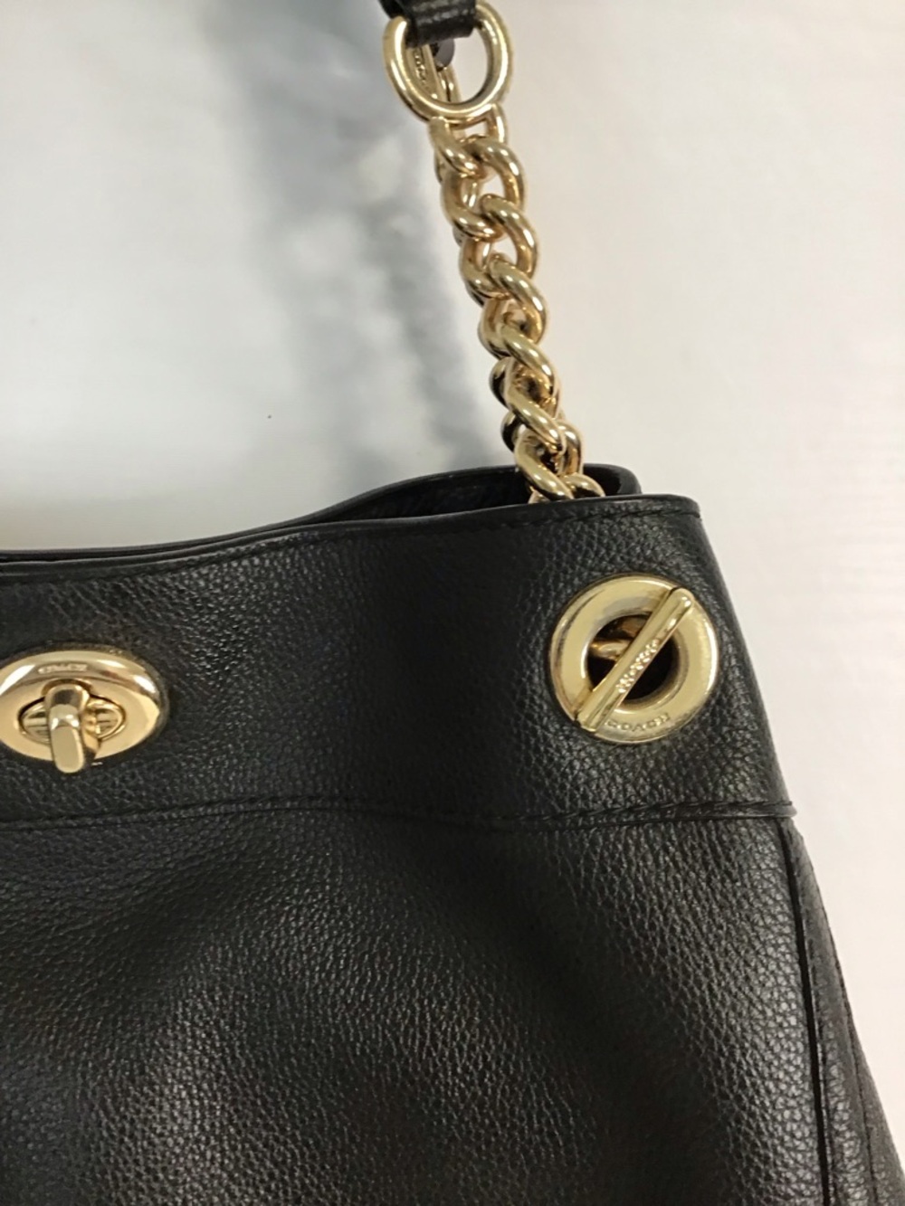 Coach 36855 Edie Turnlock Black Pebble Leather Shoulder Bag - Picture 8 of 15